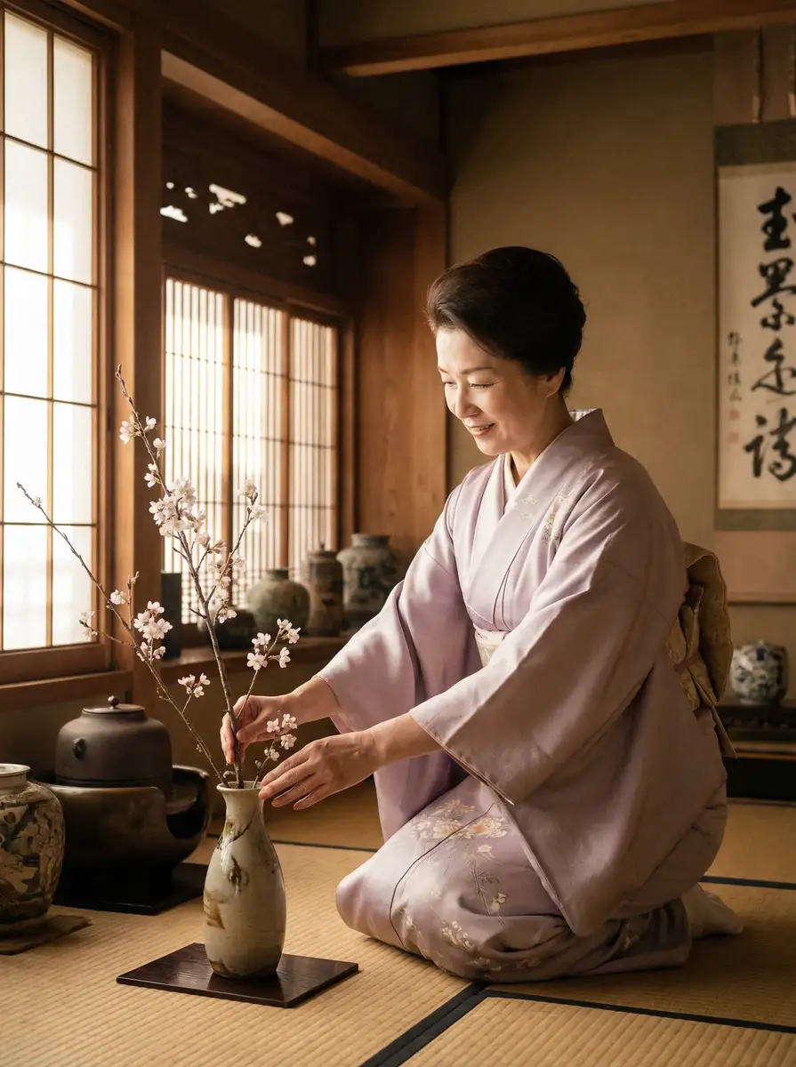 一位优雅的 希岛爱理 - 希岛爱理写真视频在线 | 最新写真与视频免费 在和室中插花